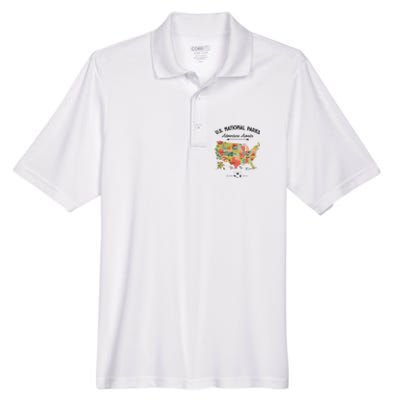 National Park Map Vintage Shirts All 59 National Parks Men's Origin Performance Pique Polo