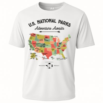 National Park Map Vintage Shirts All 59 National Parks Performance Shirt