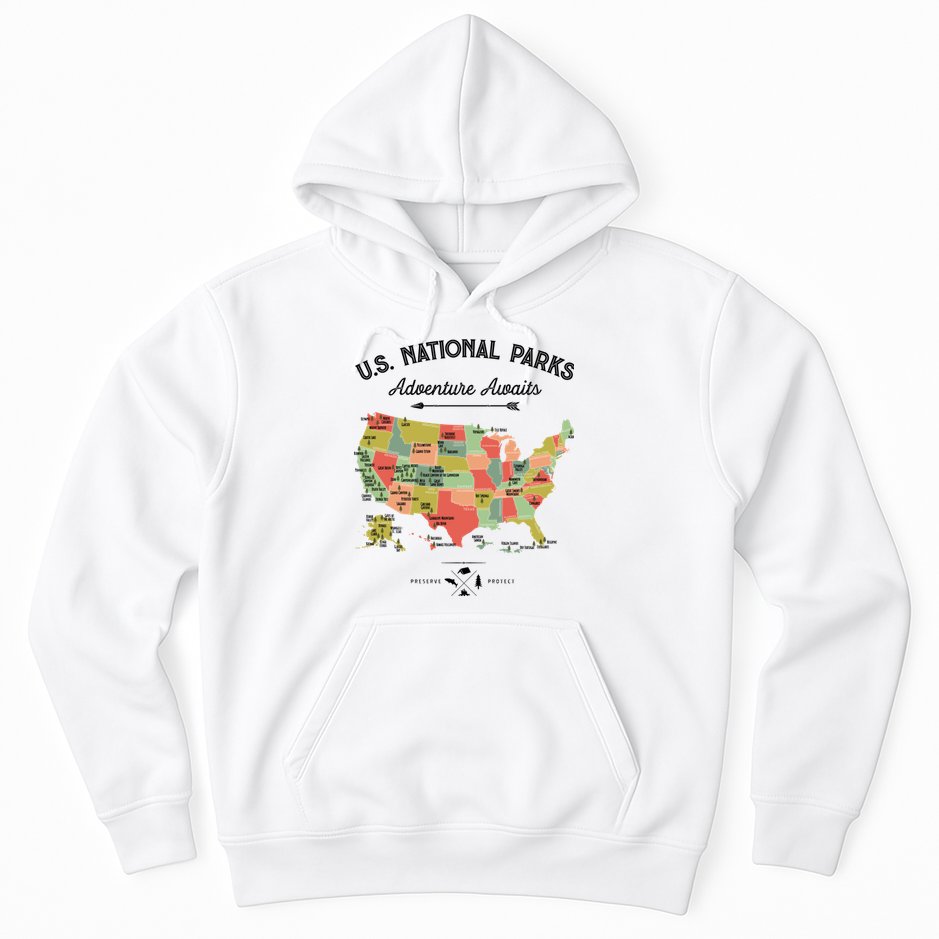 National Park Map Vintage Shirts All 59 National Parks Hoodie