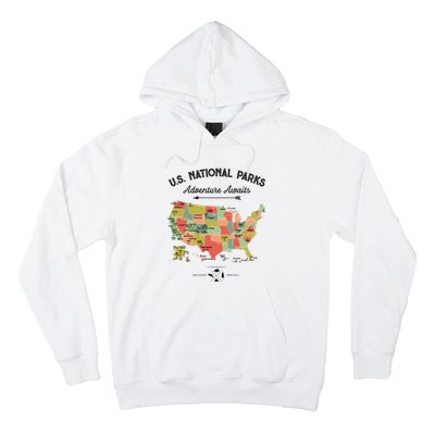 National Park Map Vintage Shirts All 59 National Parks Hoodie