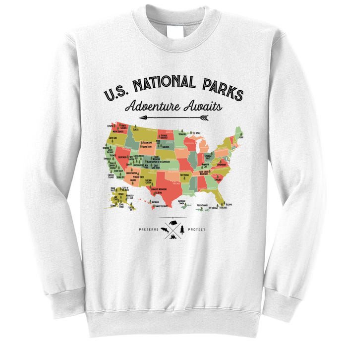 National Park Map Vintage Shirts All 59 National Parks Sweatshirt