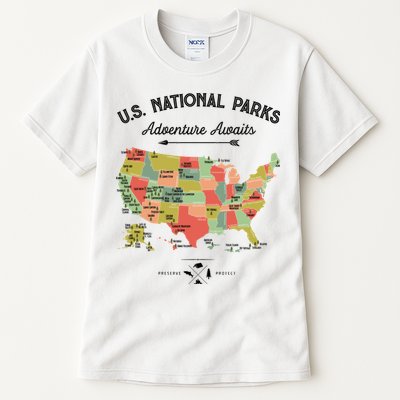 National Park Map Vintage Shirts All 59 National Parks Tall T-Shirt