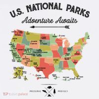 National Park Map Vintage Shirts All 59 National Parks Tall T-Shirt