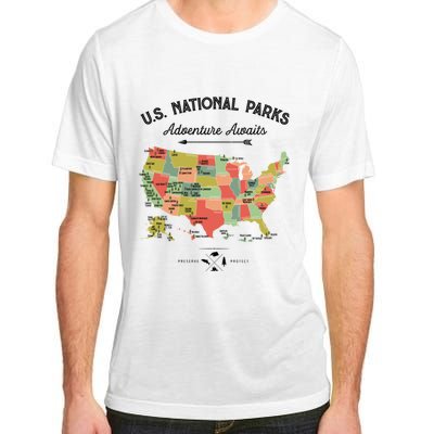 National Park Map Vintage Shirts All 59 National Parks Adult ChromaSoft Performance T-Shirt