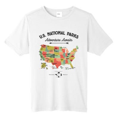 National Park Map Vintage Shirts All 59 National Parks Tall Fusion ChromaSoft Performance T-Shirt