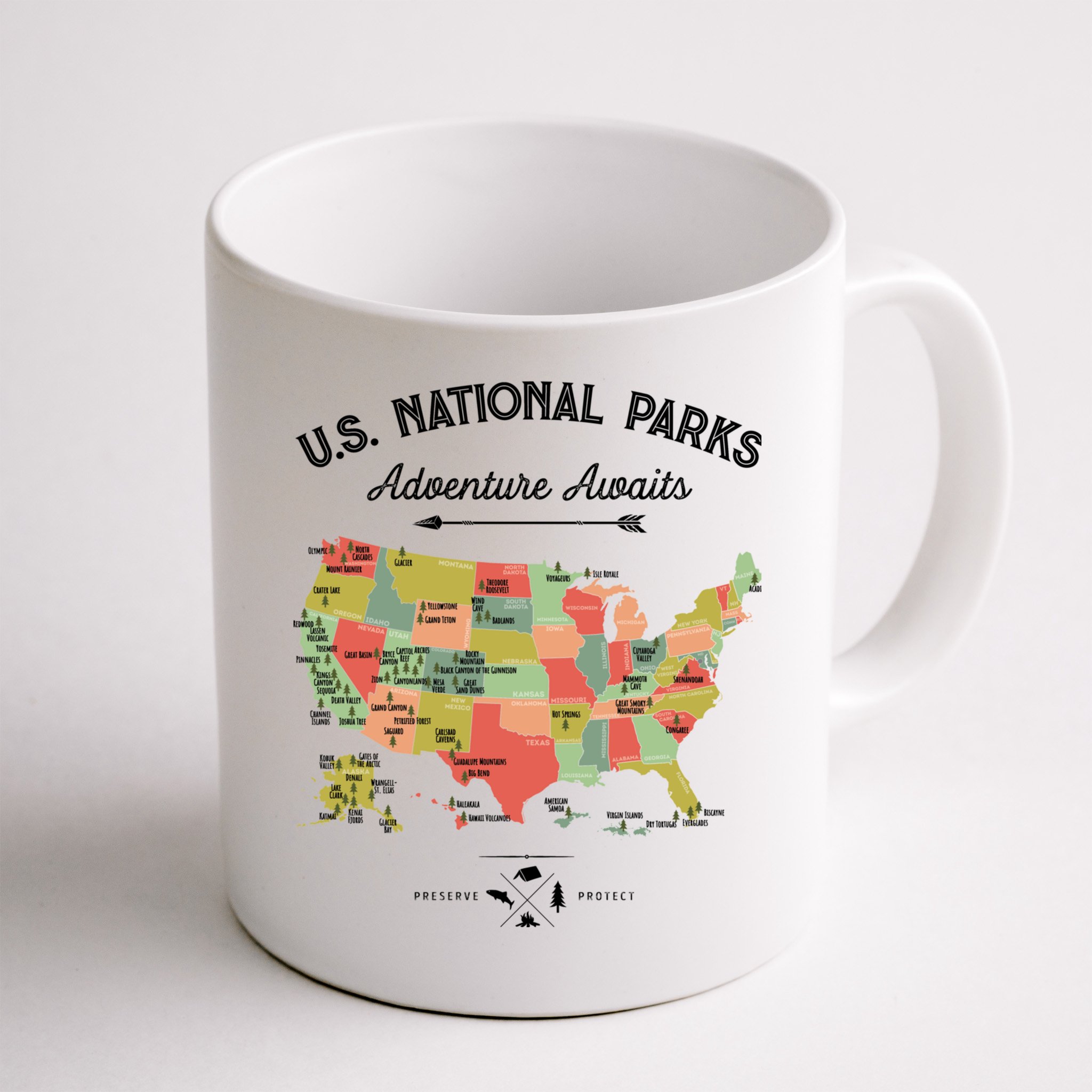National Park Map Vintage Shirts All 59 National Parks Mug