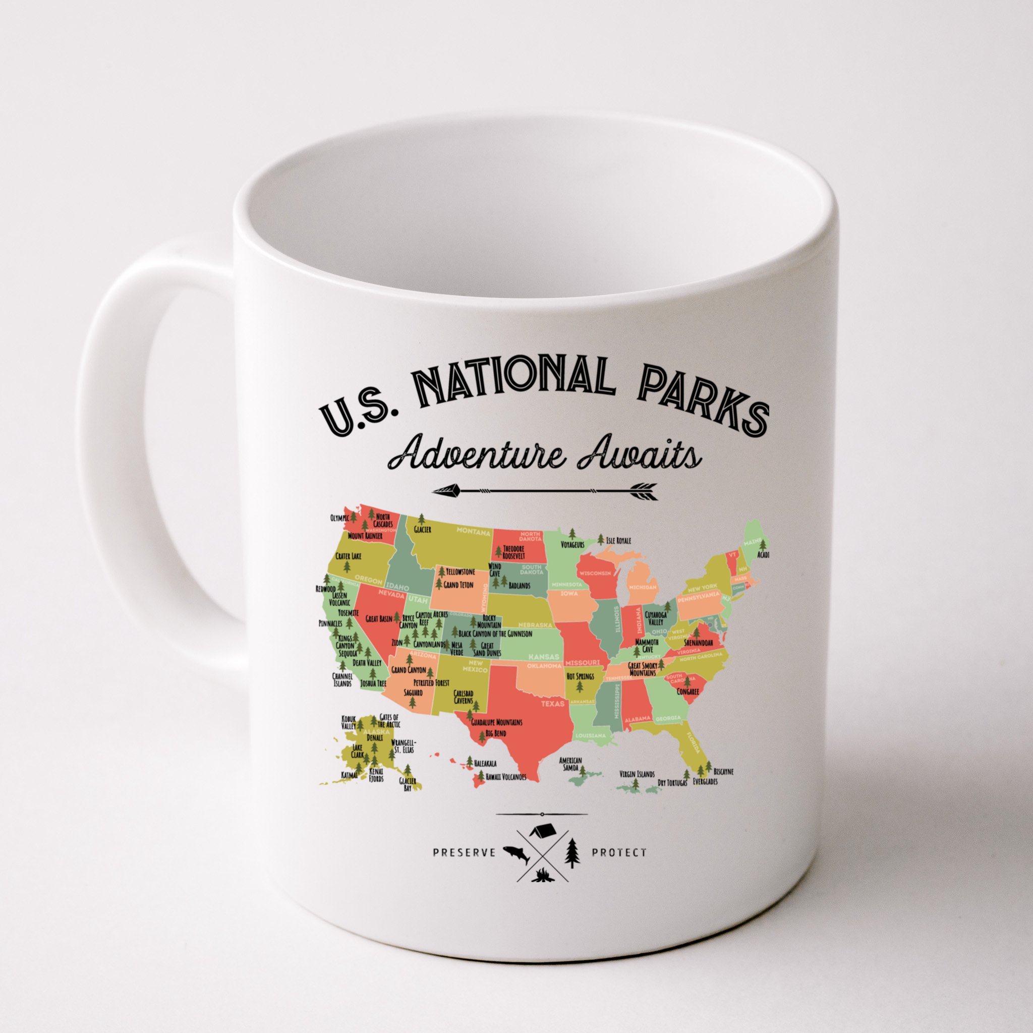 National Park Map Vintage Shirts All 59 National Parks Mug