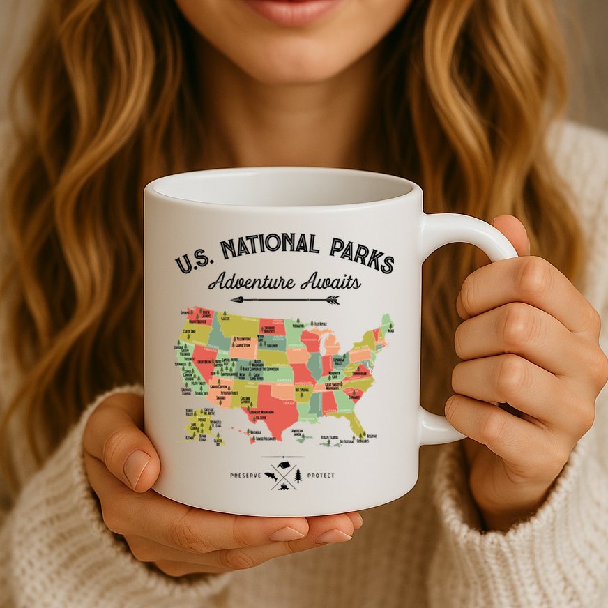 National Park Map Vintage Shirts All 59 National Parks Mug