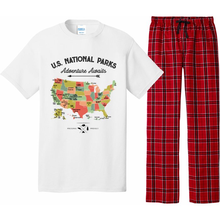 National Park Map Vintage Shirts All 59 National Parks Pajama Set