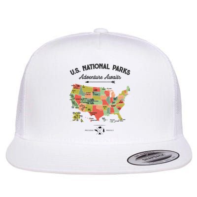 National Park Map Vintage Shirts All 59 National Parks Flatbill Hat