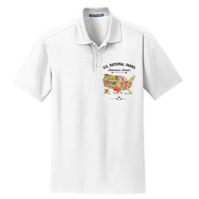 National Park Map Vintage Shirts All 59 National Parks Dry Zone Grid Polo