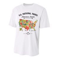 National Park Map Vintage Shirts All 59 National Parks Performance Sprint T-Shirt