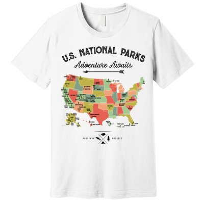 National Park Map Vintage Shirts All 59 National Parks Premium T-Shirt