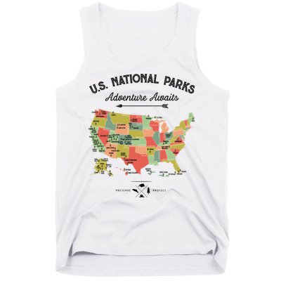 National Park Map Vintage Shirts All 59 National Parks Tank Top