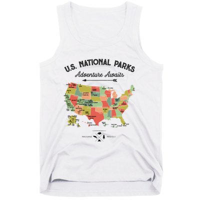 National Park Map Vintage Shirts All 59 National Parks Tank Top