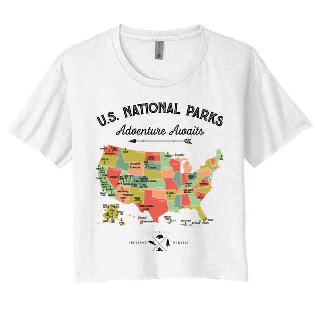 National Park Map Vintage Shirts All 59 National Parks Crop Top