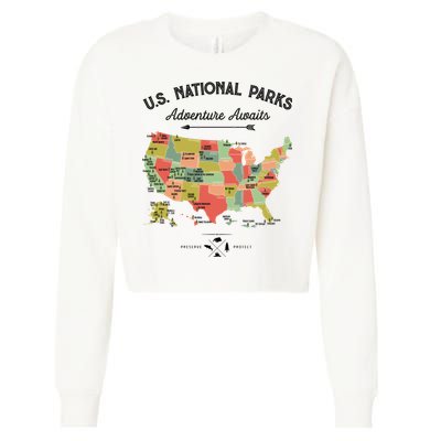 National Park Map Vintage Shirts All 59 National Parks Cropped Pullover Crew