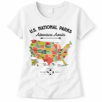 National Park Map Vintage Shirts All 59 National Parks Womens T-Shirt