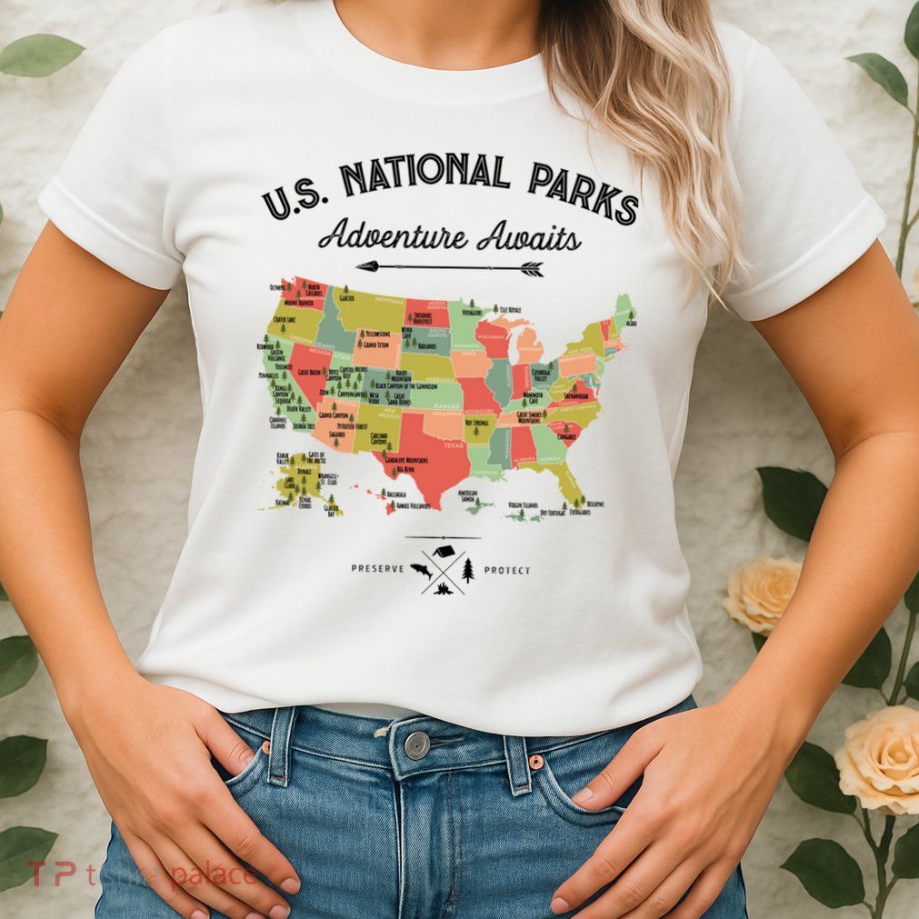 National Park Map Vintage Shirts All 59 National Parks Womens T-Shirt