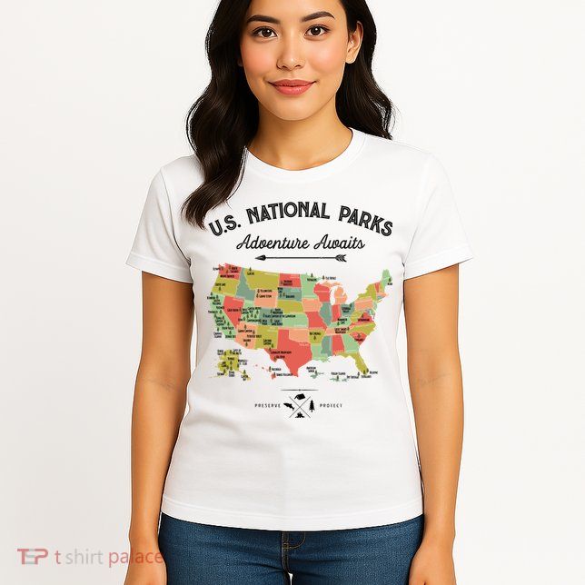 National Park Map Vintage Shirts All 59 National Parks Womens T-Shirt