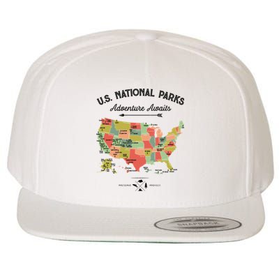National Park Map Vintage Shirts All 59 National Parks Wool Snapback Cap