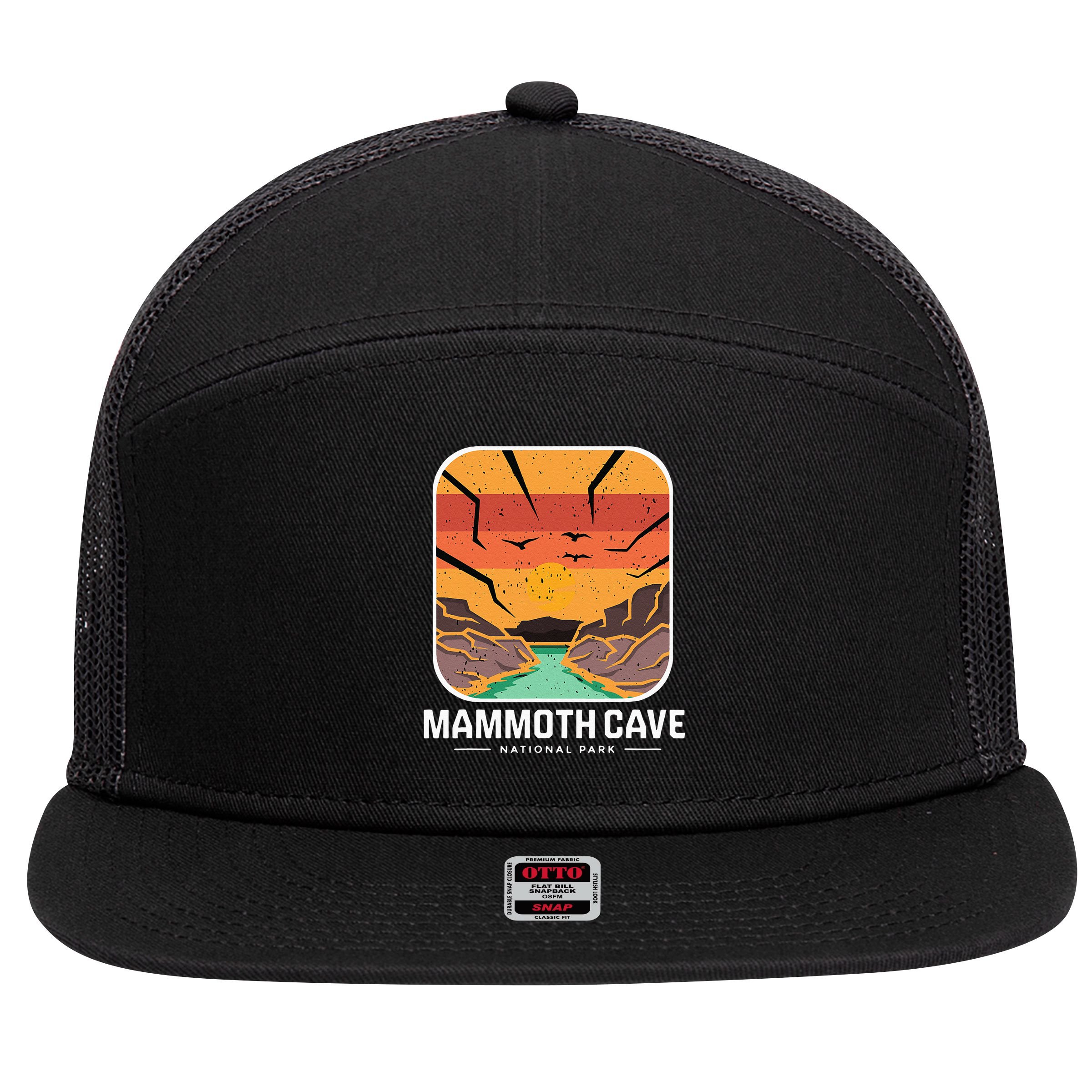 National Park Mammoth Cave Kentucky Souvenir Cave Hike 7 Panel Mesh Trucker Snapback Hat