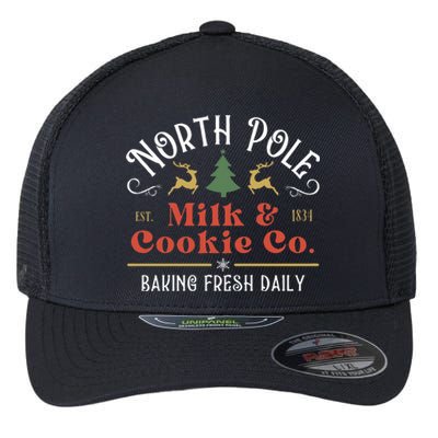 North Pole Milk And Cookie Co Vintage Christmas Company Flexfit Unipanel Trucker Cap