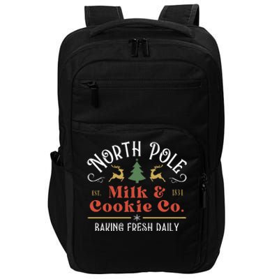 North Pole Milk And Cookie Co Vintage Christmas Company Impact Tech Backpack