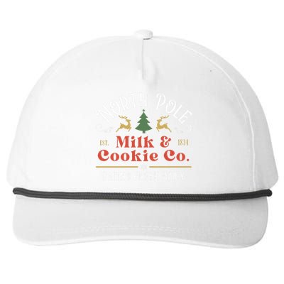 North Pole Milk And Cookie Co Vintage Christmas Company Snapback Five-Panel Rope Hat