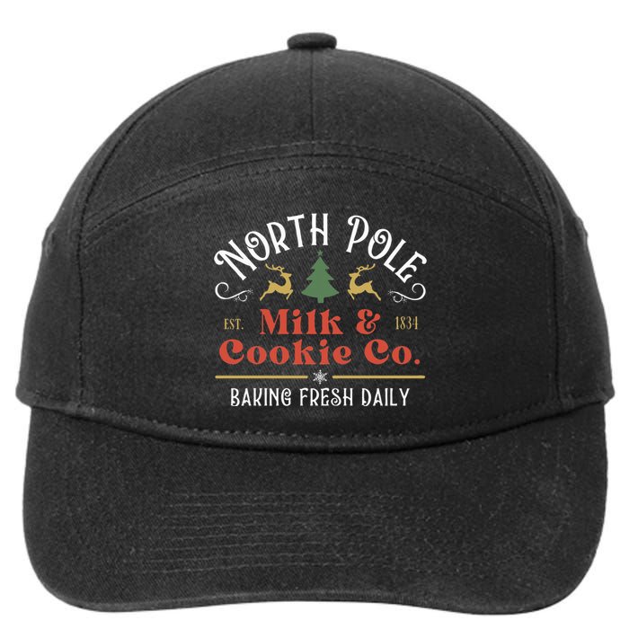 North Pole Milk And Cookie Co Vintage Christmas Company 7-Panel Snapback Hat