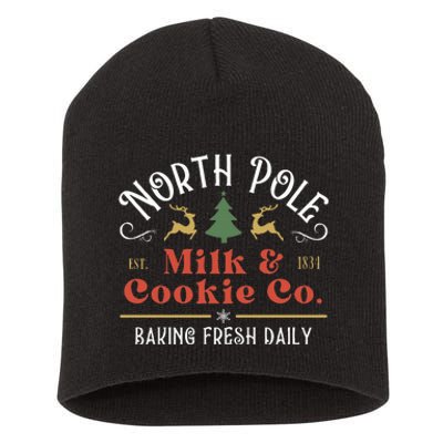 North Pole Milk And Cookie Co Vintage Christmas Company Short Acrylic Beanie