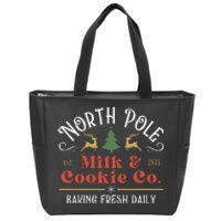 North Pole Milk And Cookie Co Vintage Christmas Company Zip Tote Bag