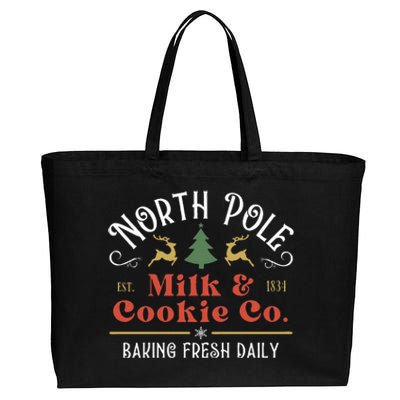 North Pole Milk And Cookie Co Vintage Christmas Company Cotton Canvas Jumbo Tote