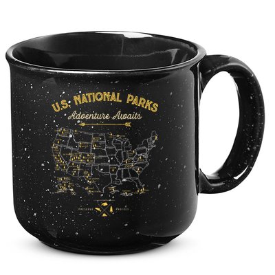 National Parks Map Camping Hiking 15oz Campfire Ceramic Mug