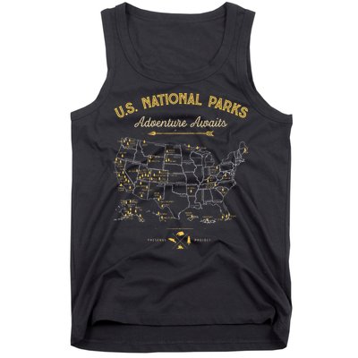 National Parks Map Camping Hiking Tank Top