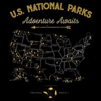 National Parks Map Camping Hiking Cropped Pullover Crew