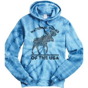 National Parks Moose Hiking Travel Camping Outdoors Usa Tie Dye Hoodie