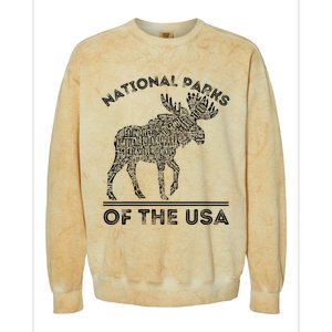 National Parks Moose Hiking Travel Camping Outdoors Usa Colorblast Crewneck Sweatshirt