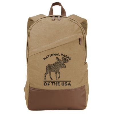 National Parks Moose Hiking Travel Camping Outdoors Usa Cotton Canvas Backpack