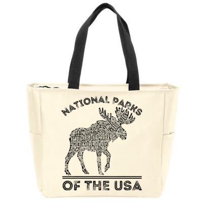 National Parks Moose Hiking Travel Camping Outdoors Usa Zip Tote Bag