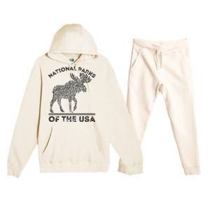 National Parks Moose Hiking Travel Camping Outdoors Usa Premium Hooded Sweatsuit Set