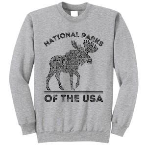 National Parks Moose Hiking Travel Camping Outdoors Usa Tall Sweatshirt