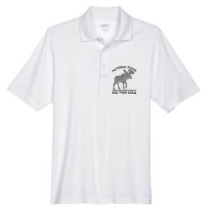 National Parks Moose Hiking Travel Camping Outdoors Usa Men's Origin Performance Pique Polo