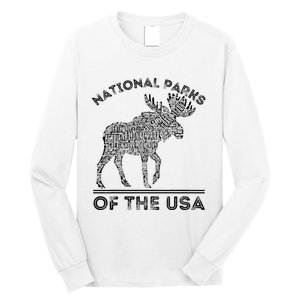 National Parks Moose Hiking Travel Camping Outdoors Usa Long Sleeve Shirt