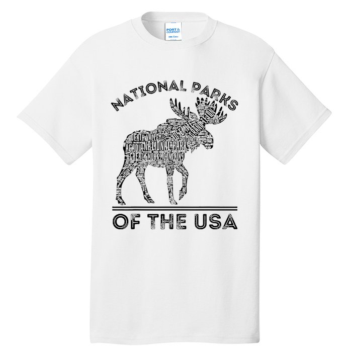 National Parks Moose Hiking Travel Camping Outdoors Usa Tall T-Shirt