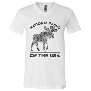 National Parks Moose Hiking Travel Camping Outdoors Usa V-Neck T-Shirt