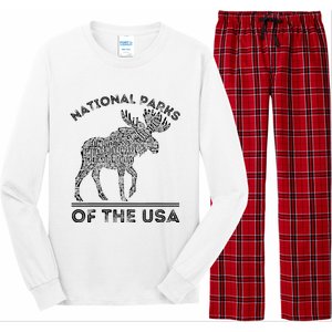 National Parks Moose Hiking Travel Camping Outdoors Usa Long Sleeve Pajama Set