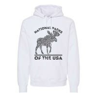 National Parks Moose Hiking Travel Camping Outdoors Usa Premium Hoodie