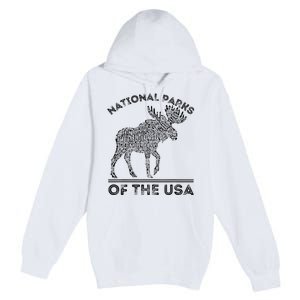 National Parks Moose Hiking Travel Camping Outdoors Usa Premium Pullover Hoodie