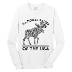 National Parks Moose Hiking Travel Camping Outdoors Usa Tall Long Sleeve T-Shirt